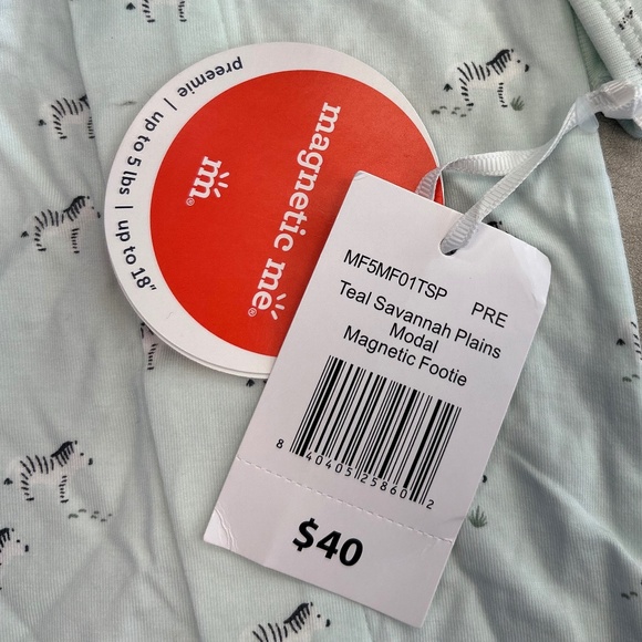 NWT Magnetic Me Preemie Footed Bodysuit One Piece in Teal Zebra Print 5lbs NEW - Picture 4 of 4